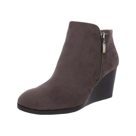 STYLE & COMPANY Shoes - STYLE & COMPANY Womens Gray Arch Support Round Toe Wedge Zip-Up Booties 10